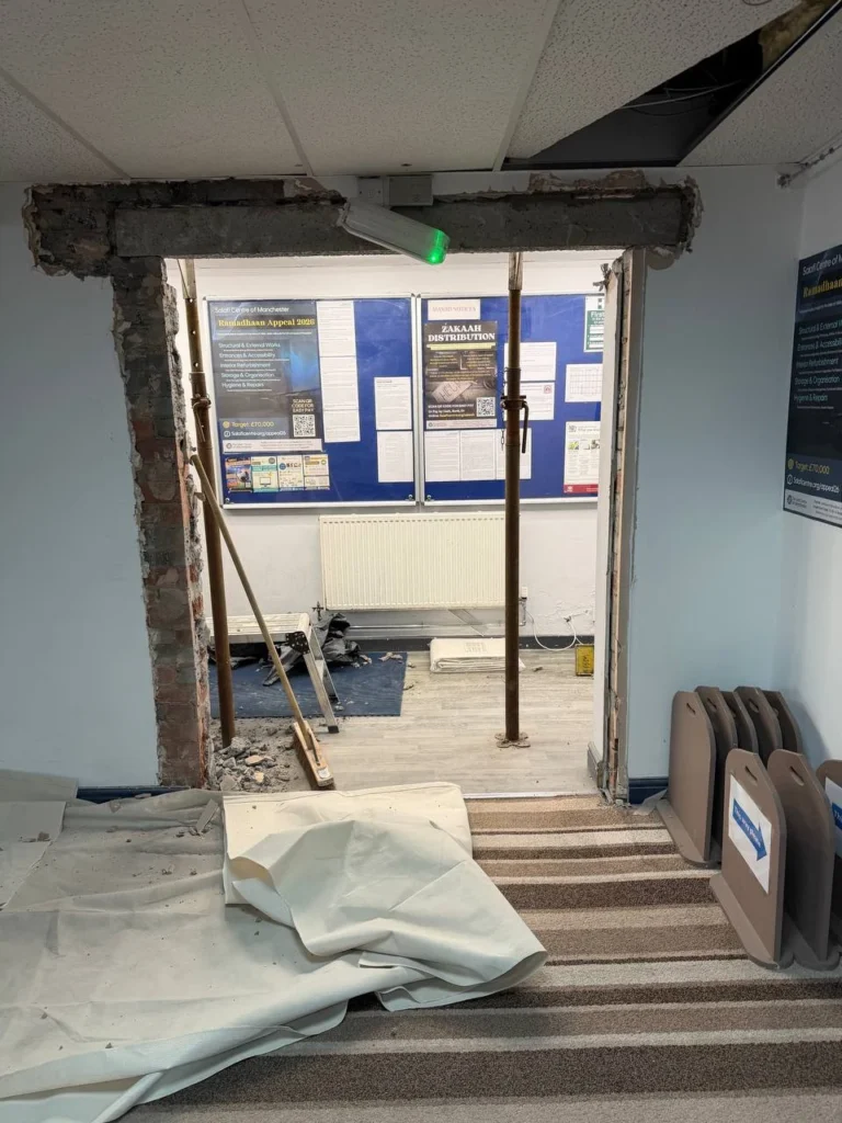 The entrance opening after the old doors were removed.