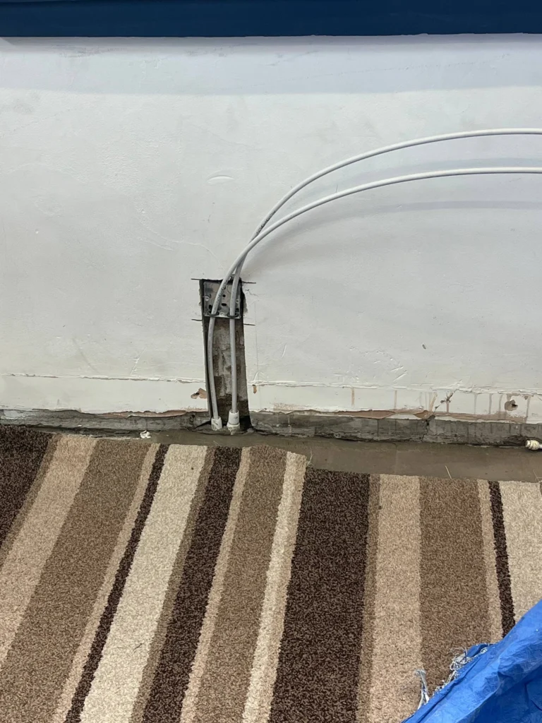 Heating pipework during the radiator relocation.