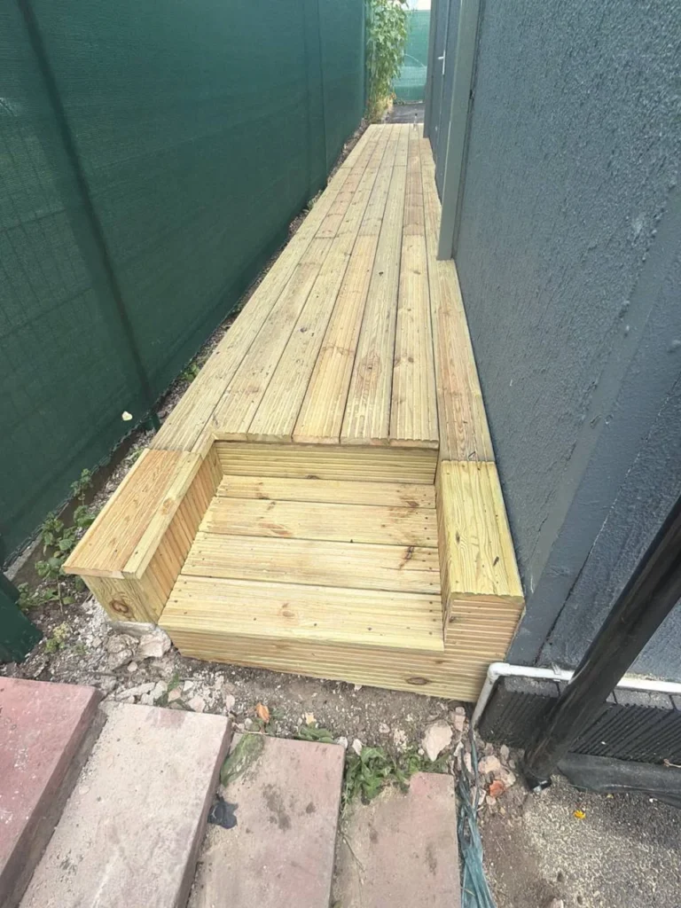 The completed decking and step.