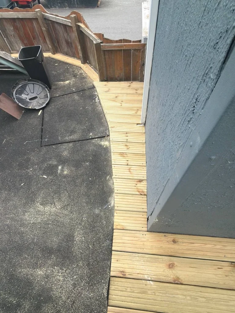 The decking around the adjoining access area.