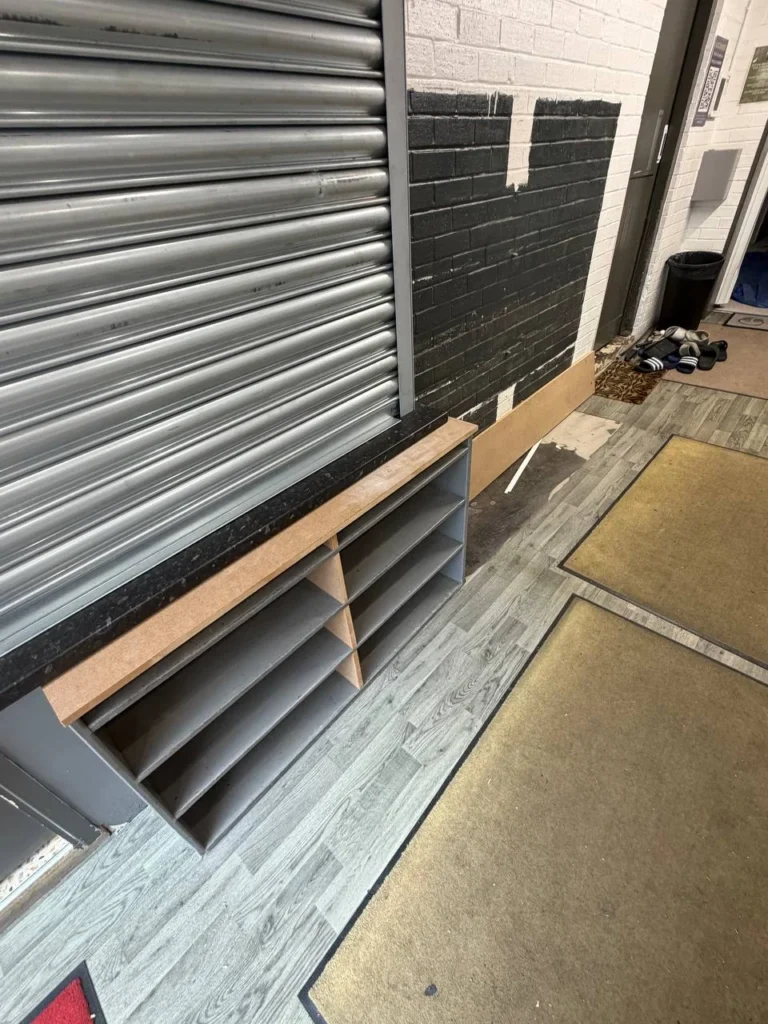 Storage beneath the sisters’ selling hatch.