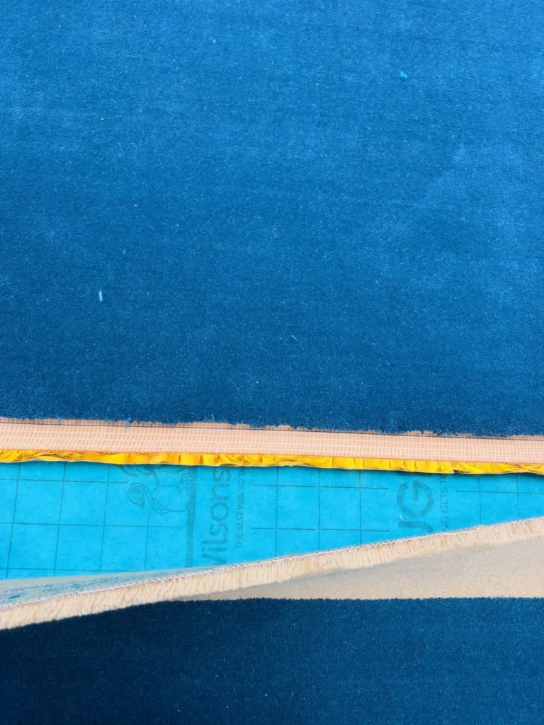 The seaming tape beneath a row line.
