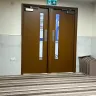 The painted double doors from inside the prayer hall.